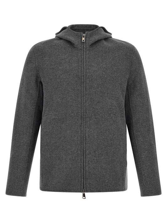 GIORGIO BRATO Gray Wool Full-Length Jacket