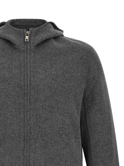 GIORGIO BRATO Gray Wool Full-Length Jacket
