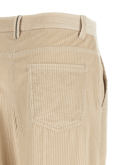 Brunello Cucinelli Beige Cotton Casual Pants