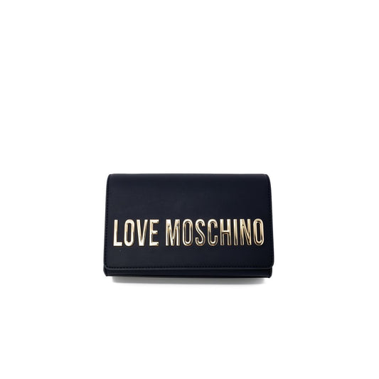 Small Flap Handbag by Love Moschino for women in polyethylene leather black & signature presents a ornamental silhouette, showcasing a secure flap, ample , and versatile for a ornamental finish.
