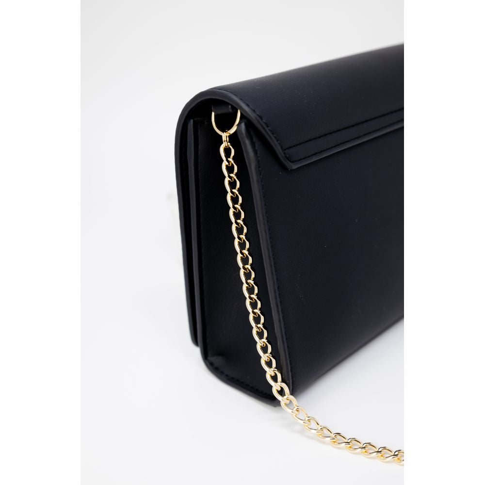Small Flap Handbag by Love Moschino for women in polyethylene leather black & signature features a refined silhouette, showcasing a secure flap, organized , and versatile for a refined finish.