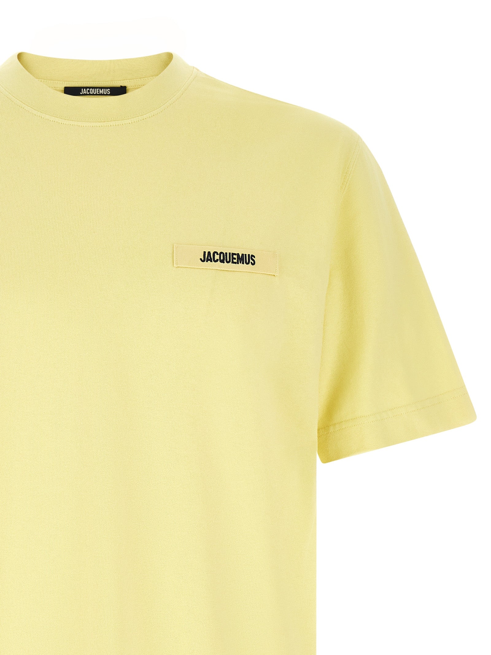 T-Shirt by Jacquemus for men in organic cotton bicolour, yellow & signature features an on trend silhouette, perfectly showcasing a on trend and for an elevated aesthetic.