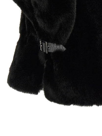 PINKO Women's Polyester Leather Cape - Black Silver
