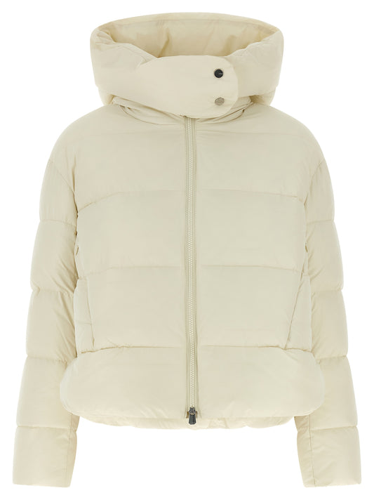 Hooded Puffer Jacket by PINKO for women in polyamide beige features an on trend silhouette, showcasing refined pockets, hooded & insulated and a sophisticated wrap hooded high-neck neckline for a truly on trend finish.