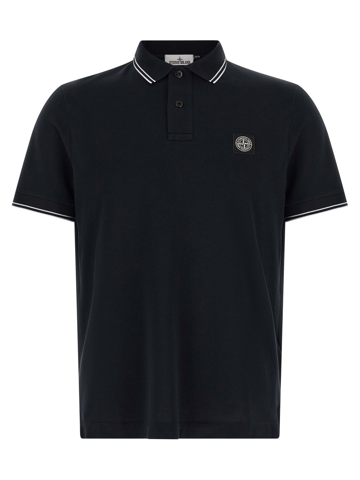 Polo Shirt by Stone Island for men in stretch organic cotton blue showcases a sharp silhouette, detailed with a refined and sharp for a sophisticated finish.