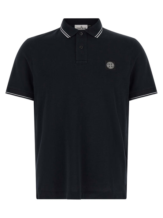Stone Island Blue Cotton Polo Shirt