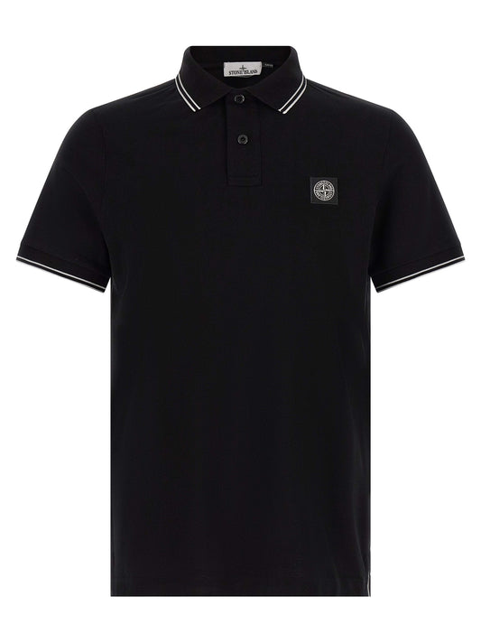 Stone Island Black Cotton Polo Shirt
