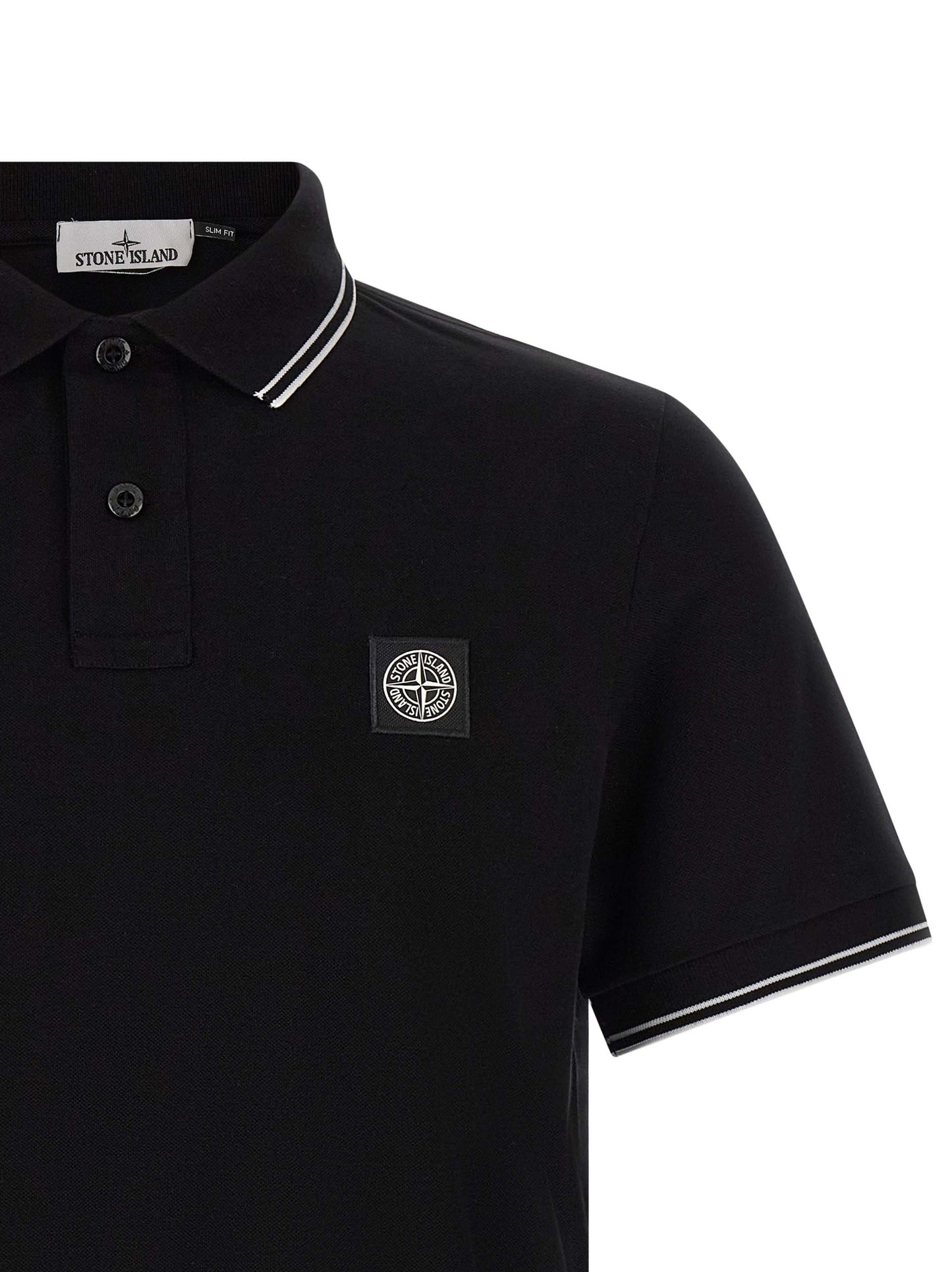 Polo Shirt by Stone Island for men in stretch cotton black presents a distinguished silhouette, showcasing a sophisticated and distinguished for a truly distinguished finish.