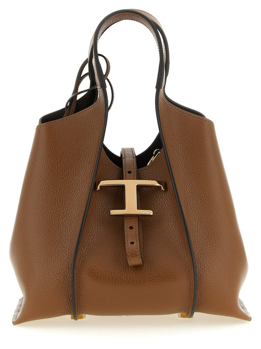 Mini Clutch Handbag by Tod's for women in calfskin leather brown & gold features a refined silhouette, showcasing a secure , organized , and versatile shoulder-strap, adjustable-strap, detachable-strap & handle for a refined finish.