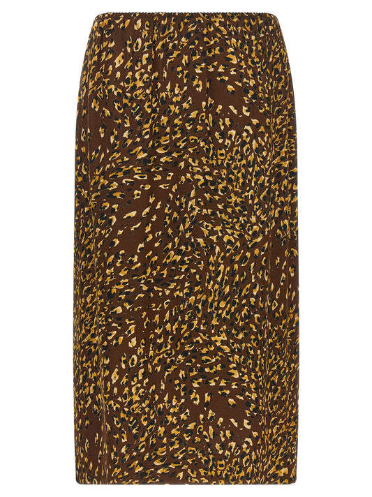Twinset Brown Viscose Midi Skirt