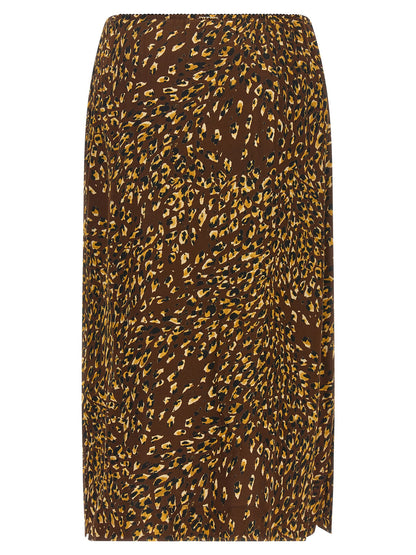 Skirt by Twinset for women in viscose animal, black, brown, signature & print features an tailored silhouette, artfully capturing the essence of Women's Viscose Midi Skirt in a sophisticated midi.