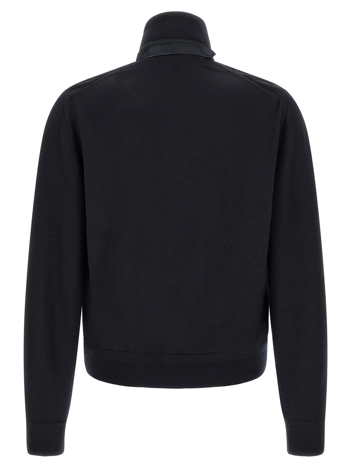 Tom Ford Men's Merino Wool & Suede Leather Cardigan - Dark Blue