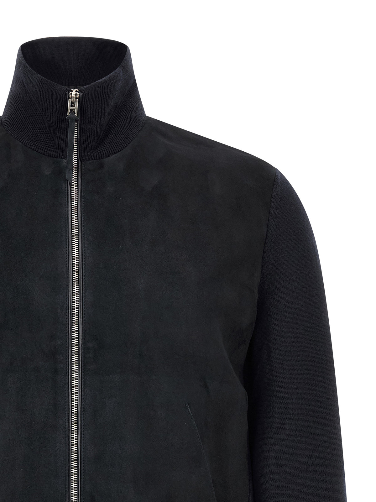 Tom Ford Men's Merino Wool & Suede Leather Cardigan - Dark Blue