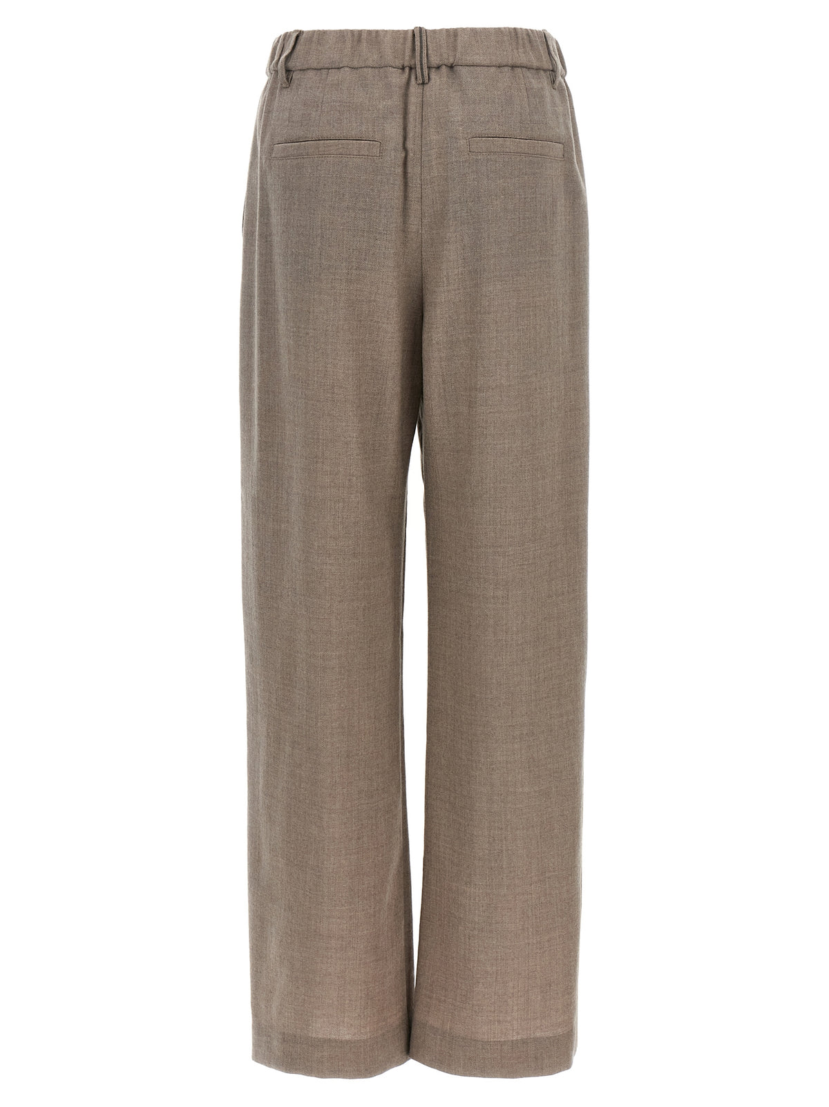 Trousers by Brunello Cucinelli for women in virgin wool white features an on trend silhouette, showcasing a sophisticated relaxed-fit & wide with a long and for an on trend finish.