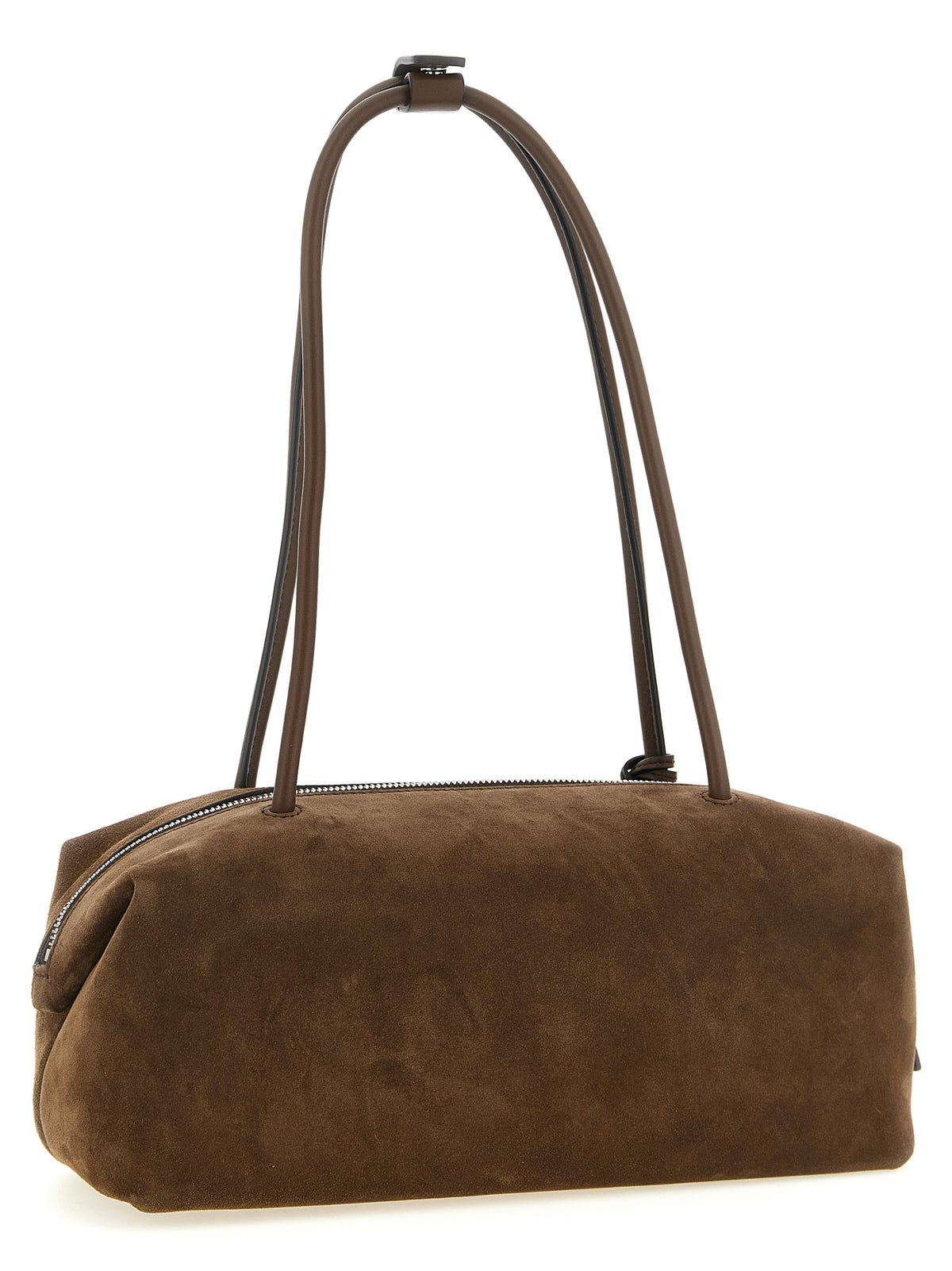 Shoulder Boston Bag by Max Mara for women in calfskin leather brown showcases a statuesque silhouette, artfully detailed with a secure zipper, organized , and versatile shoulder-strap & handle for a statuesque look.
