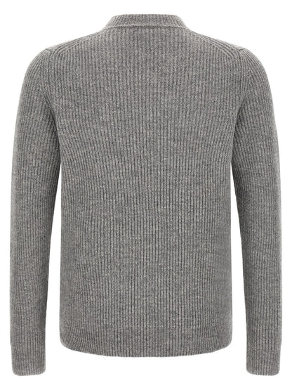 Cardigan by ZANONE for men in virgin wool gray features an crisp silhouette, showcasing a sophisticated crew neckline and detail for a truly crisp finish.