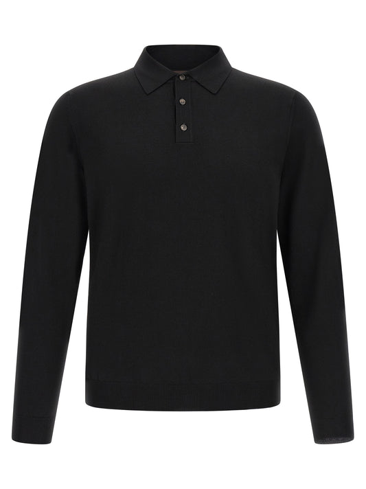 ZANONE Black Virgin Wool Polo Shirt