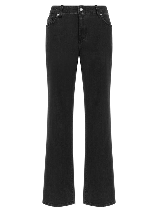 7 For All Mankind Black Cotton Flared Jeans