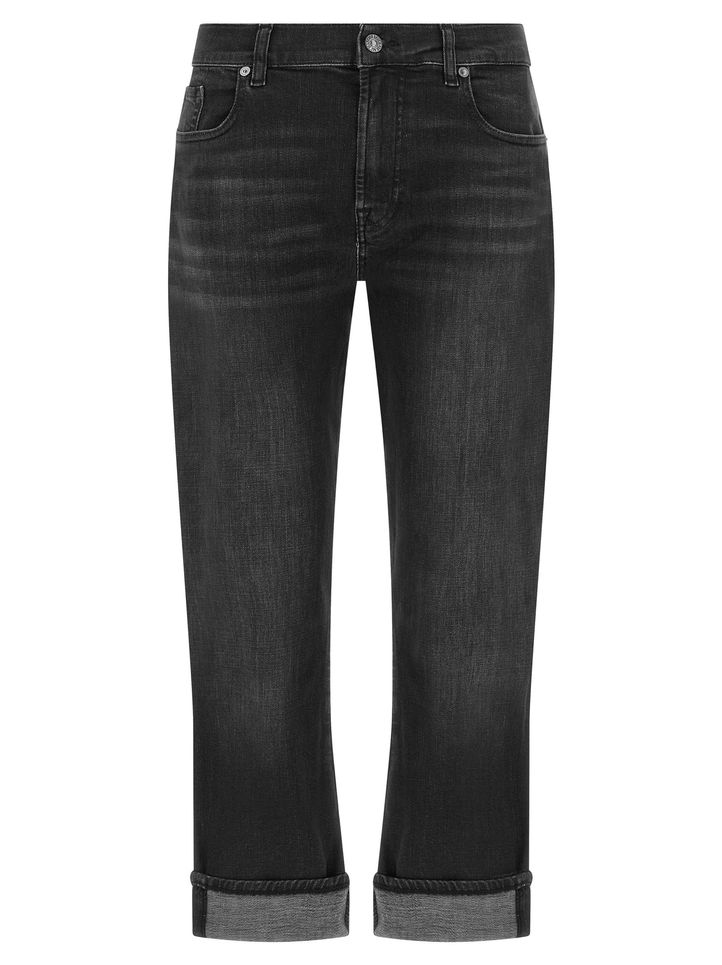Jeans by 7 For All Mankind for women in stretch denim cotton black & silver features an refined tailoring silhouette, showcasing a premium skinny, relaxed-fit & cropped with a and cropped cut for a refined tailoring look.
