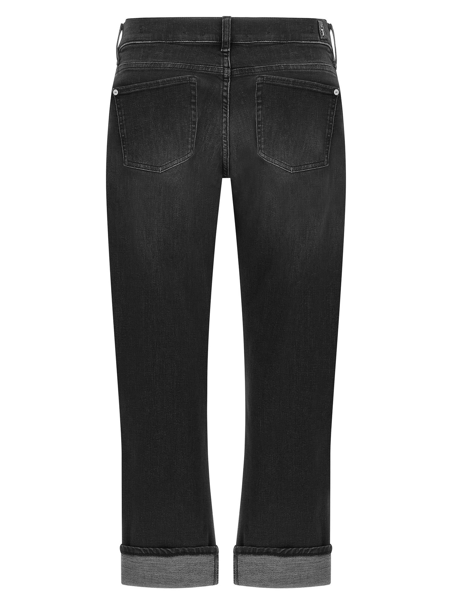 Jeans by 7 For All Mankind for women in stretch denim cotton black & silver presents a refined pantology silhouette, artfully defined by a refined pantology skinny, relaxed-fit & cropped, cropped, and a sophisticated .