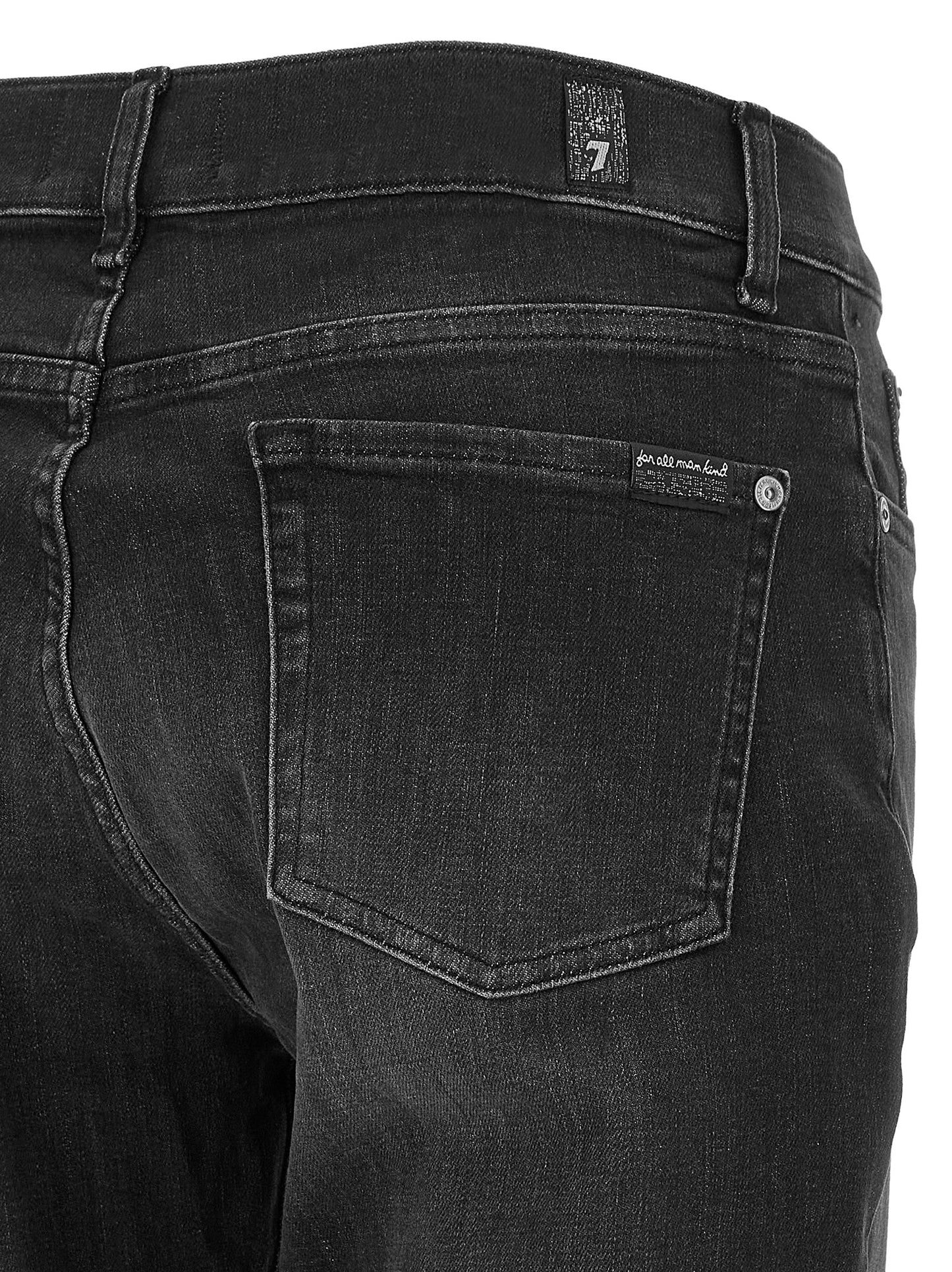 Jeans by 7 For All Mankind for women in stretch denim cotton black & silver features a refined silhouette with a refined skinny, relaxed-fit & cropped, defined by a and a refined cropped for a refined finish.