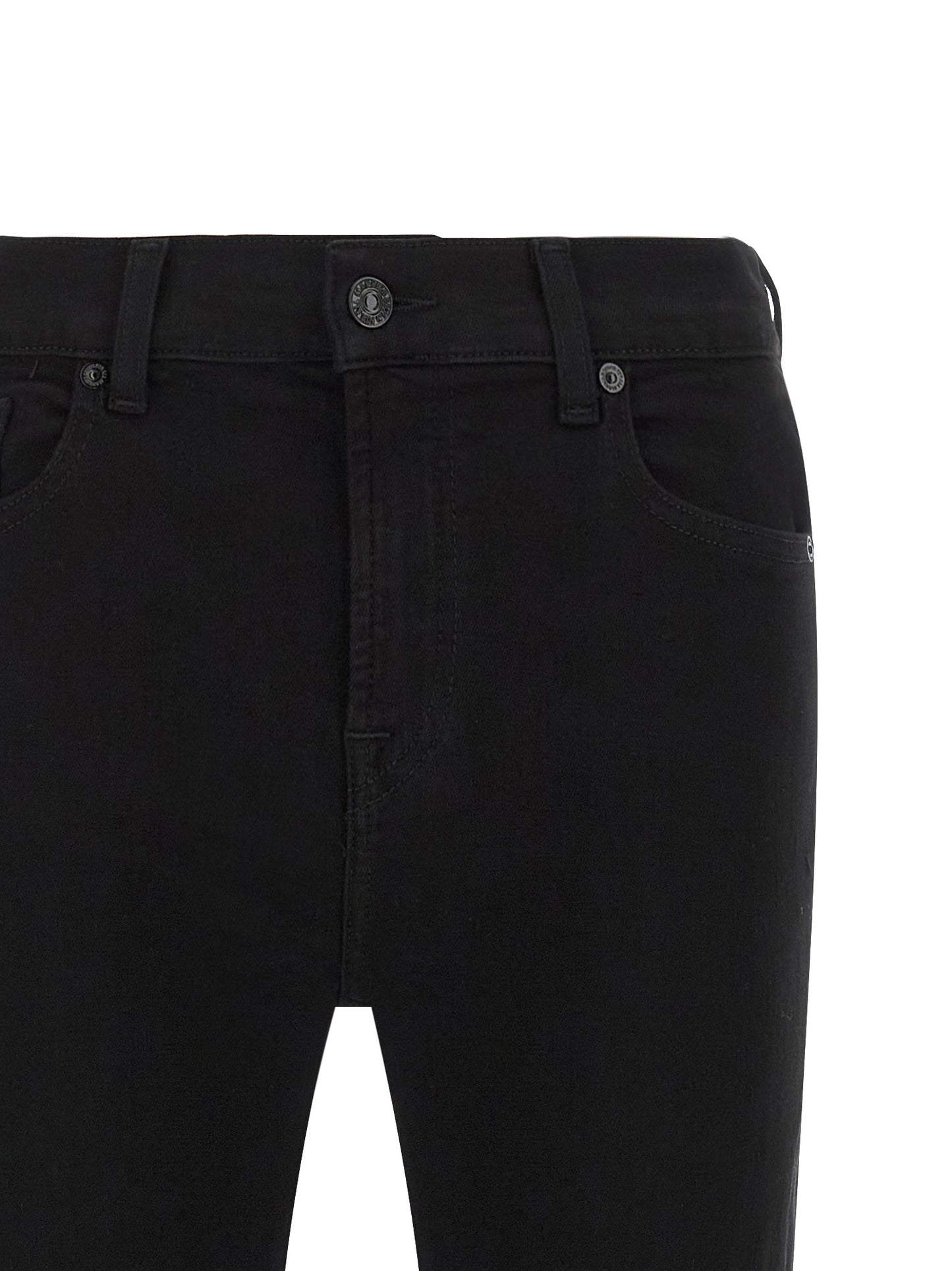 Jeans by 7 For All Mankind for women in stretch denim cotton black presents a tailored silhouette, showcasing a tailored bootcut & slim and long cut with a refined for a truly tailored aesthetic.
