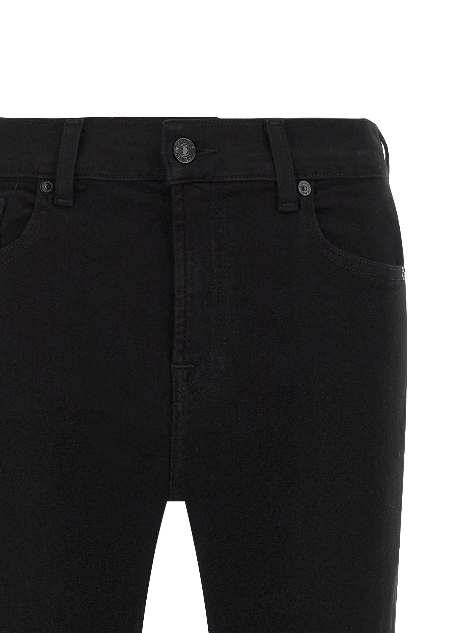 Jeans by 7 For All Mankind for women in stretch denim cotton black presents a tailored silhouette, showcasing a tailored bootcut & slim and long cut with a refined for a truly tailored aesthetic.