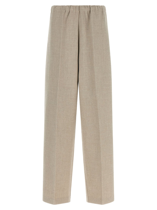 Trousers by Fabiana Filippi for women in polyester & wool beige, sand & signature features an on trend silhouette, showcasing a sophisticated relaxed-fit & wide with a long and for an on trend finish.