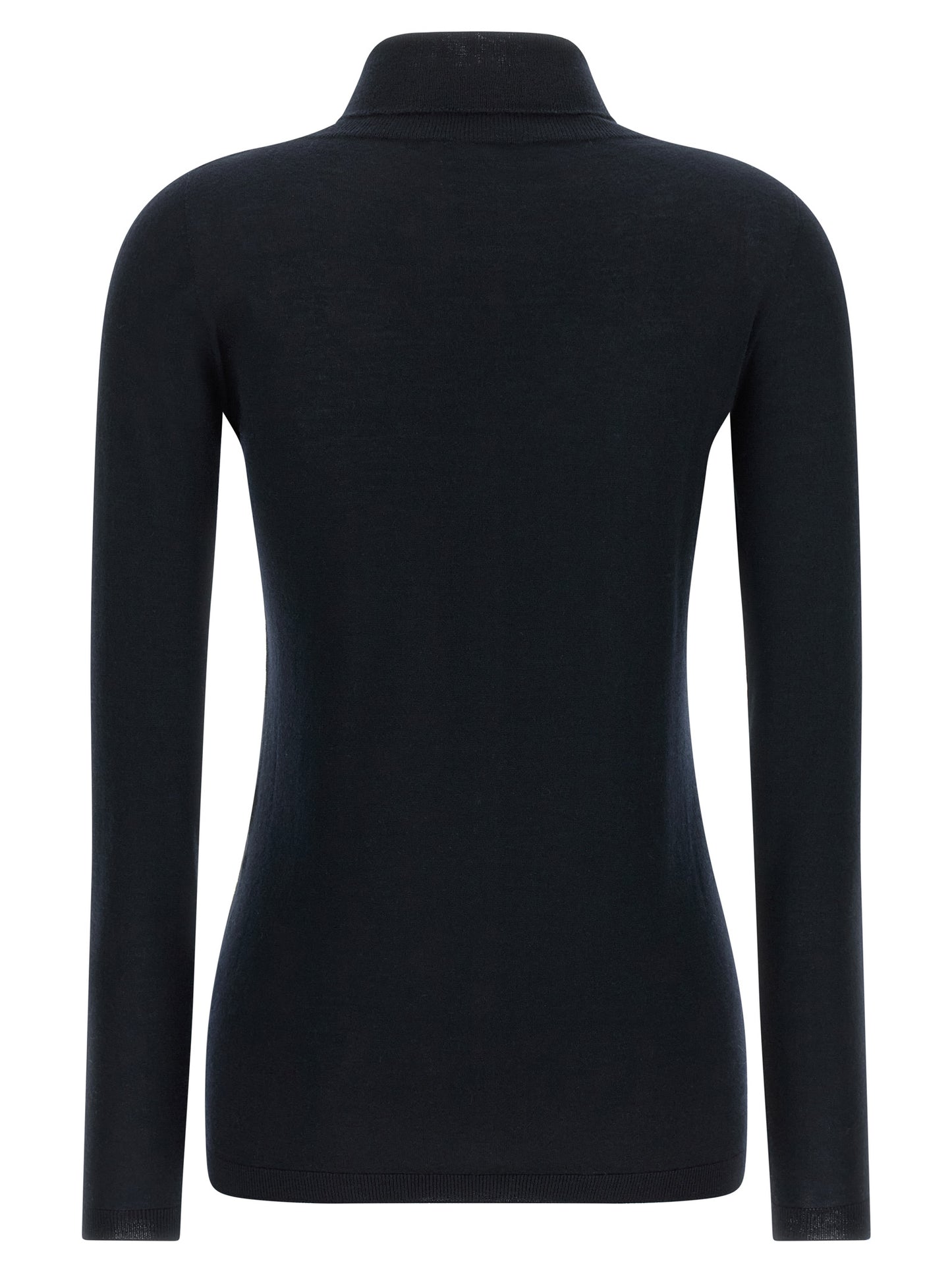 Cardigan by Fabiana Filippi for women in cashmere silk dark-blue & natural features an impeccable silhouette, showcasing a sophisticated turtle high-neck neckline and detail for a truly impeccable finish.
