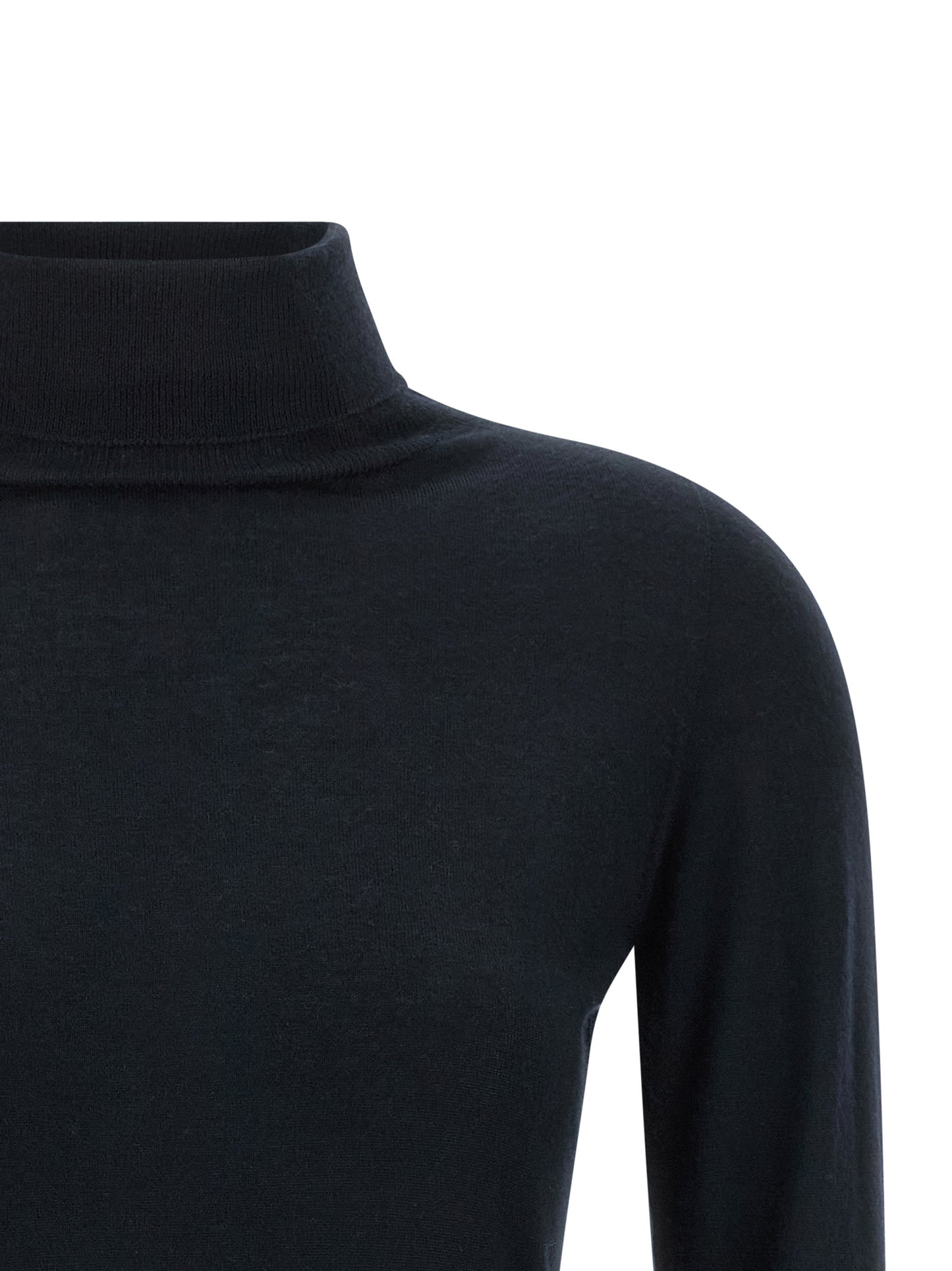 Cardigan by Fabiana Filippi for women in cashmere silk dark-blue & natural showcases a luxurious silhouette, meticulously detailed with a sophisticated turtle high-neck neckline and for a refined finish.