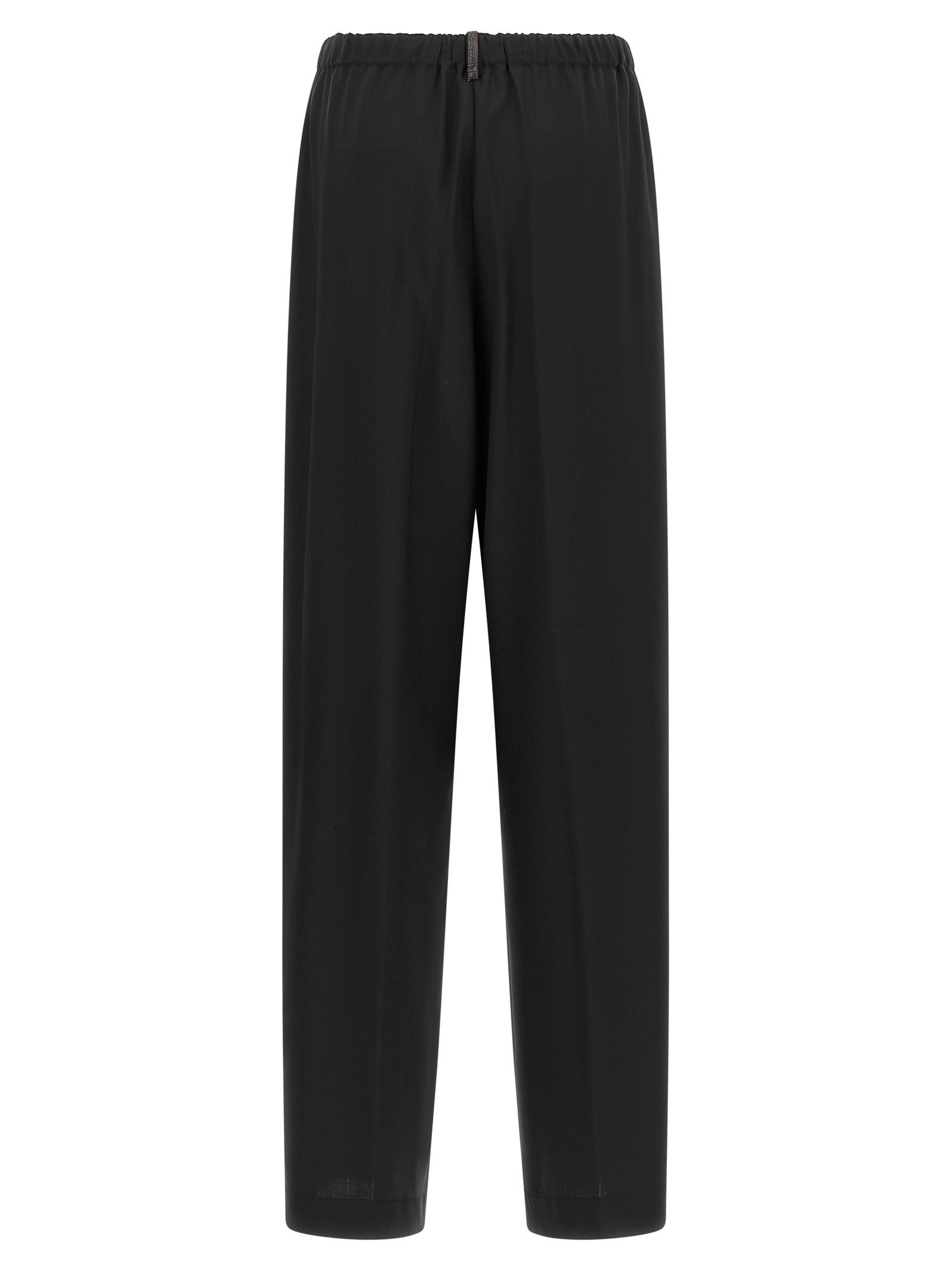 Trousers by Fabiana Filippi for women in virgin wool & polyamide black & signature presents a smart silhouette, meticulously detailed with a smart relaxed-fit, a smart long, and a smart .