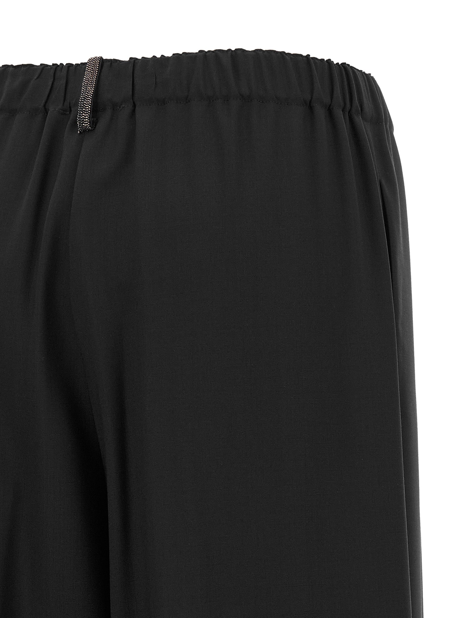 Trousers by Fabiana Filippi for women in virgin wool & polyamide black & signature features a artisanal silhouette, showcasing a sophisticated relaxed-fit with a long and for a artisanal finish.