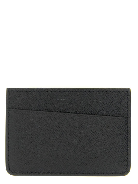 Cardholder Card Case by Maison Margiela for men in calfskin leather black & white features a sleek silhouette, showcasing the sleek design of the Four Stitches Calfskin Leather Cardholder Card Case with functional card-organization compact-design for a premium look.