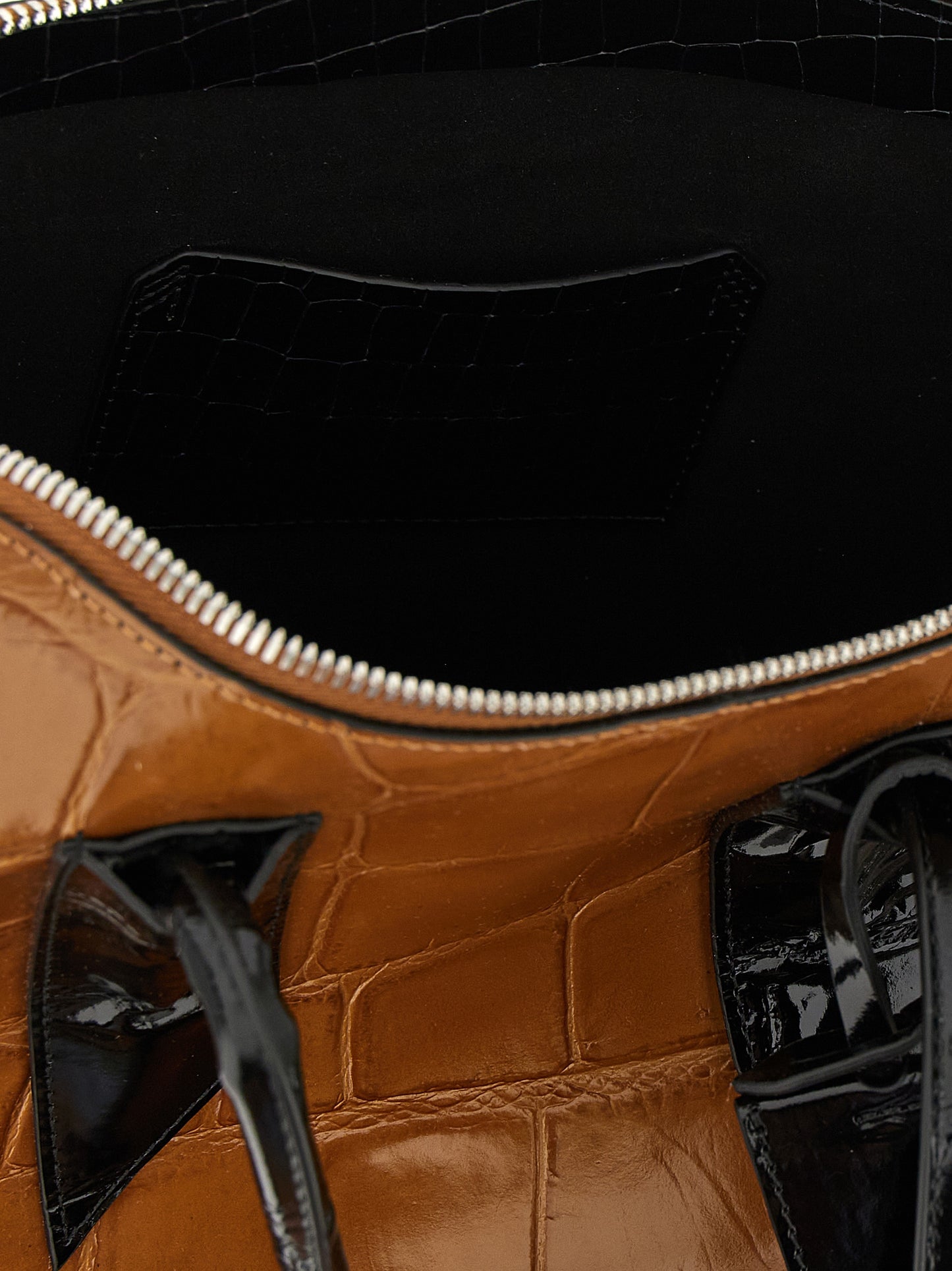 The Attico Sant Ambroeus Bos Taurus Calf Leather & Polyurethane Micro Handbag - Black Brown Silver Print