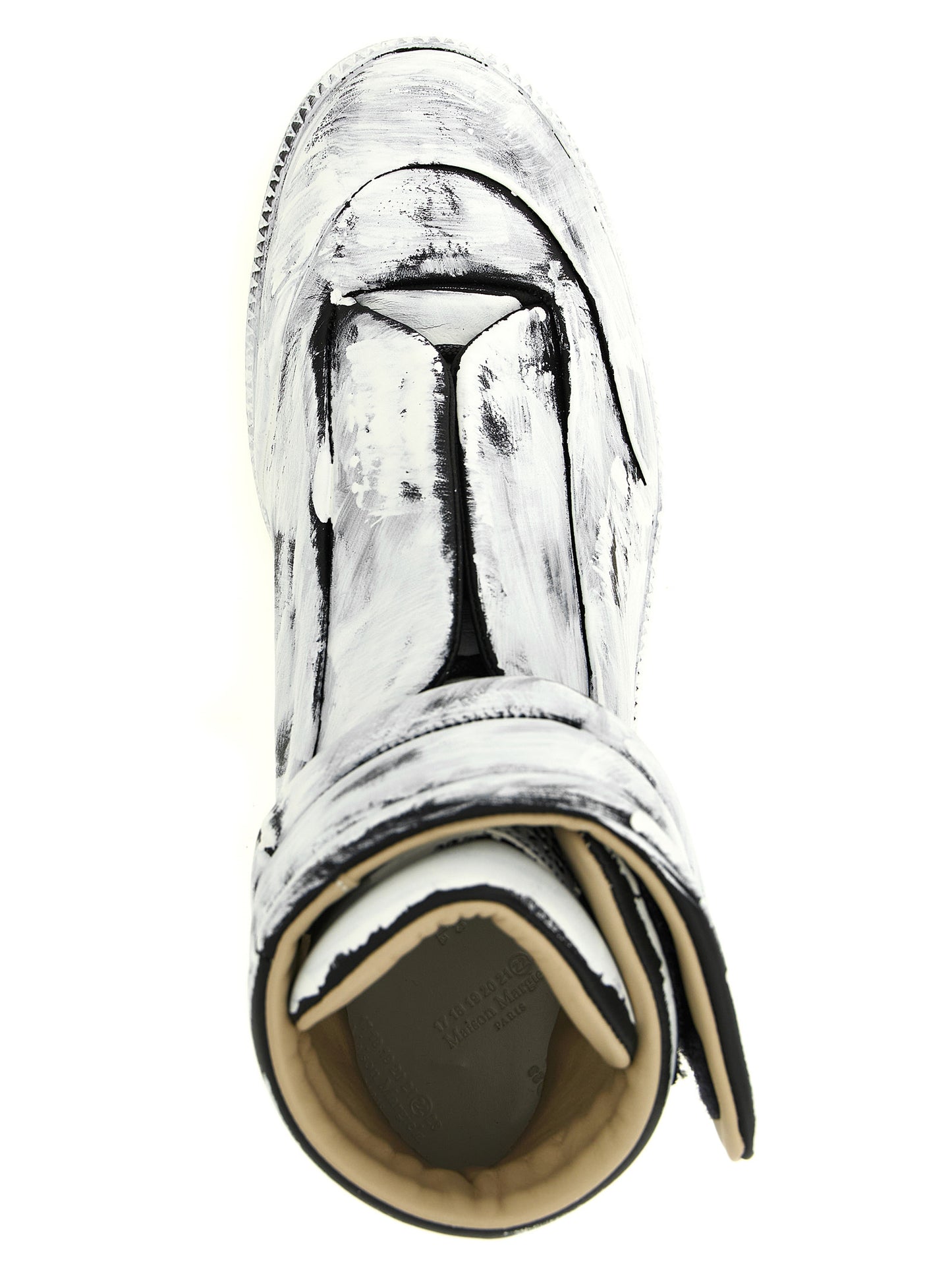 Athletic Sneakers by Maison Margiela for men in calfskin leather bicolour, black & white features an timeless silhouette from the Men's Athletic Calfskin Leather Sneakers collection, showcasing a timeless athletic style for a timeless look.