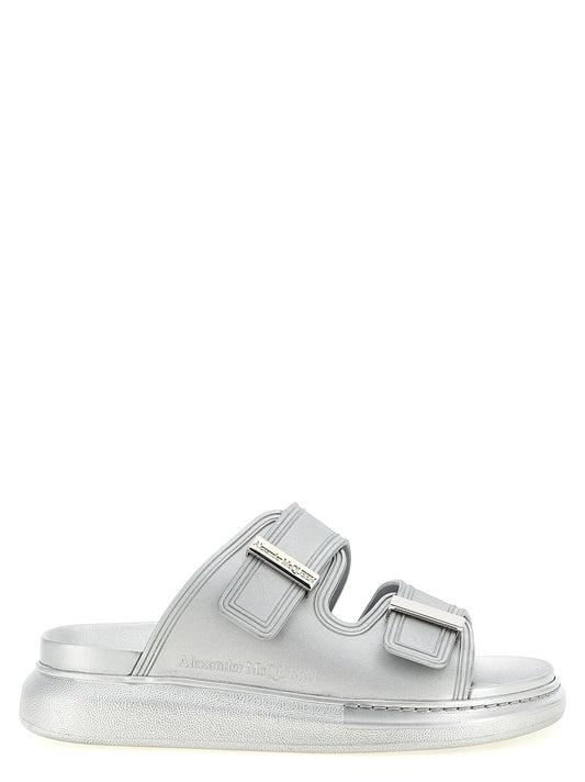 Alexander McQueen Silver Rubber Slides