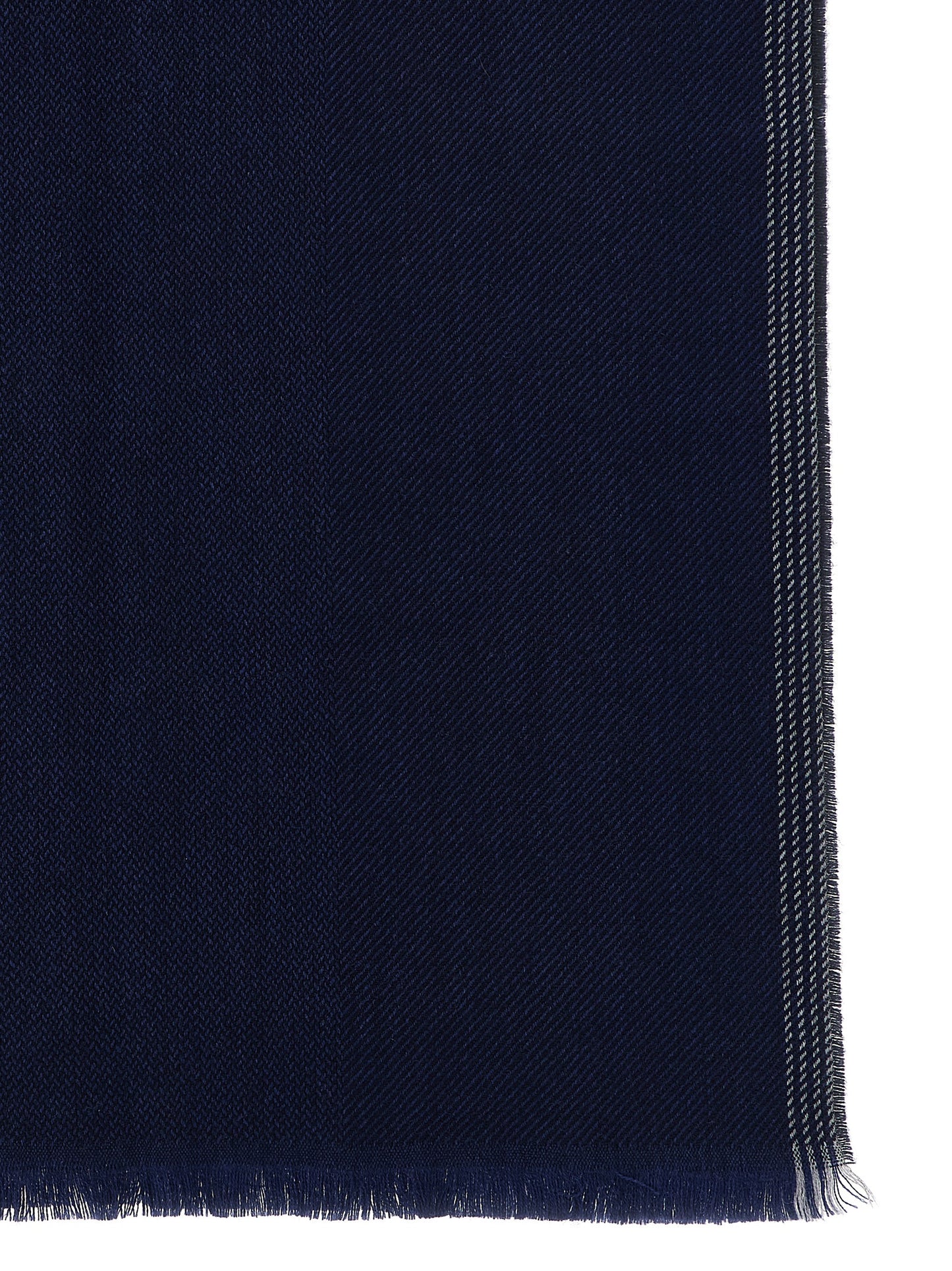 Scarf by Brunello Cucinelli for men in cashmere navy showcases a on trend silhouette, artfully capturing the on trend essence of the Cashmere Frayed-Edge Scarf design with a sophisticated finish.
