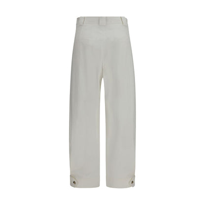 Max Mara White Cotton Cropped Pants