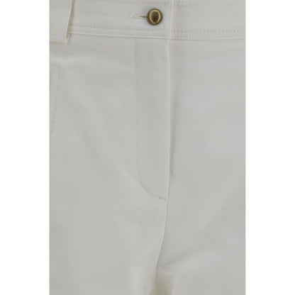 Max Mara White Cotton Cropped Pants