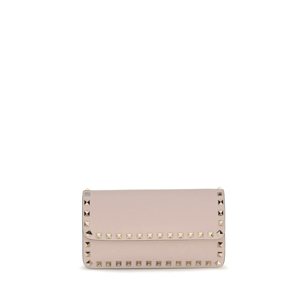 Cardholder Wallet by Valentino Garavani for women in bos taurus calf leather multicolor presents a refined silhouette, artfully capturing the essence of the Rockstud Bos Taurus Calf Leather Cardholder Wallet design with sophisticated card-organization chain for a refined look.