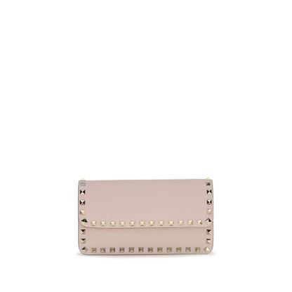 Cardholder Wallet by Valentino Garavani for women in bos taurus calf leather multicolor presents a refined silhouette, artfully capturing the essence of the Rockstud Bos Taurus Calf Leather Cardholder Wallet design with sophisticated card-organization chain for a refined look.