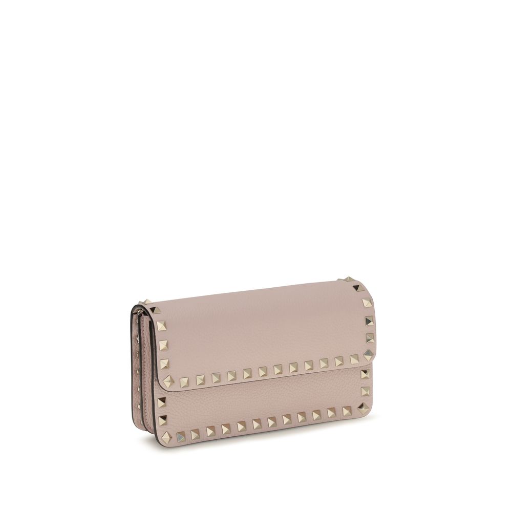Cardholder Wallet by Valentino Garavani for women in bos taurus calf leather multicolor features a streamlined silhouette, showcasing the streamlined Rockstud Bos Taurus Calf Leather Cardholder Wallet design with sophisticated card-organization chain for a premium look.