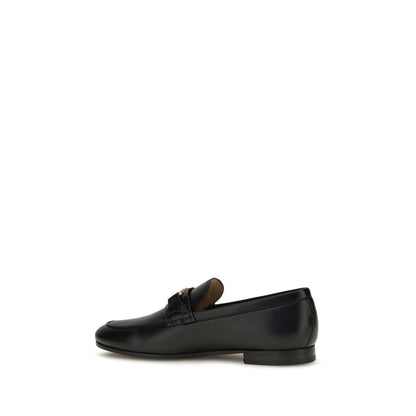 Valentino Garavani Black Calf Leather Bos Taurus Slip-On Loafers