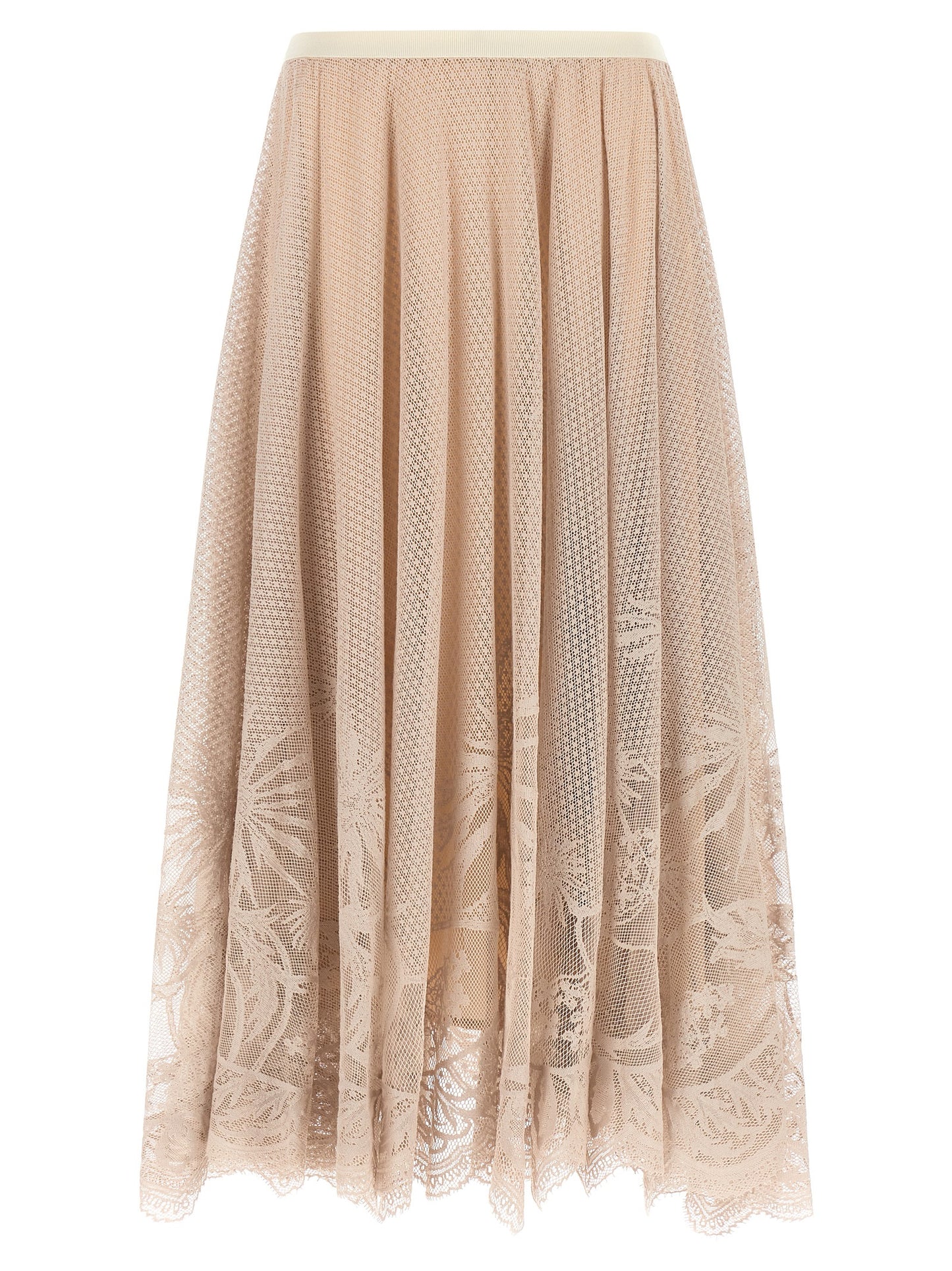 Skirt by Fabiana Filippi for women in polyester cotton multicolor, pink & patterned features a captivating silhouette, showcasing the captivating Women's Polyester Cotton Midi Skirt design with a sophisticated midi for a captivating look.