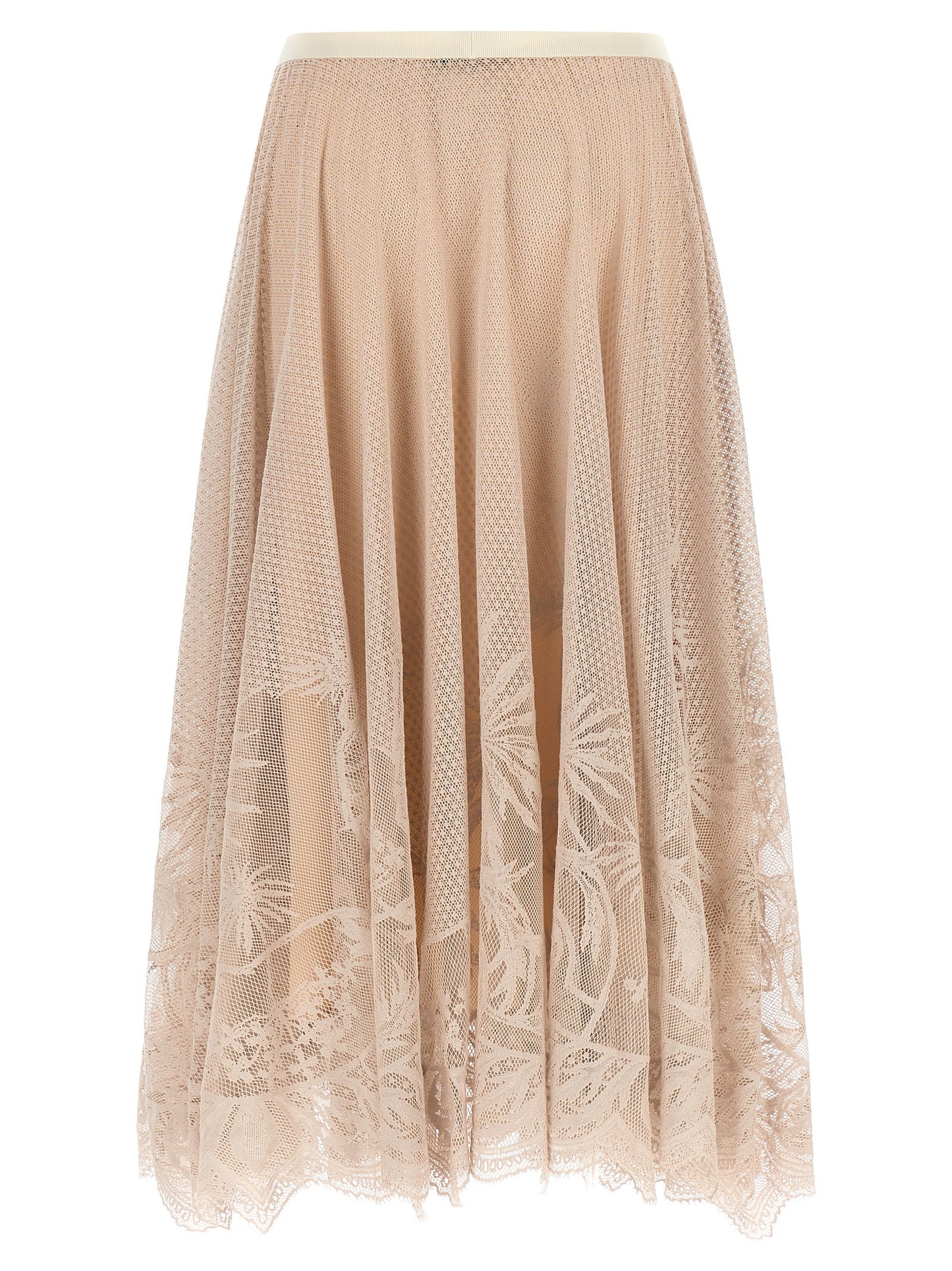 Skirt by Fabiana Filippi for women in polyester cotton multicolor, pink & patterned features a sublime silhouette, showcasing the sublime design of the Women's Polyester Cotton Midi Skirt in a sophisticated midi.