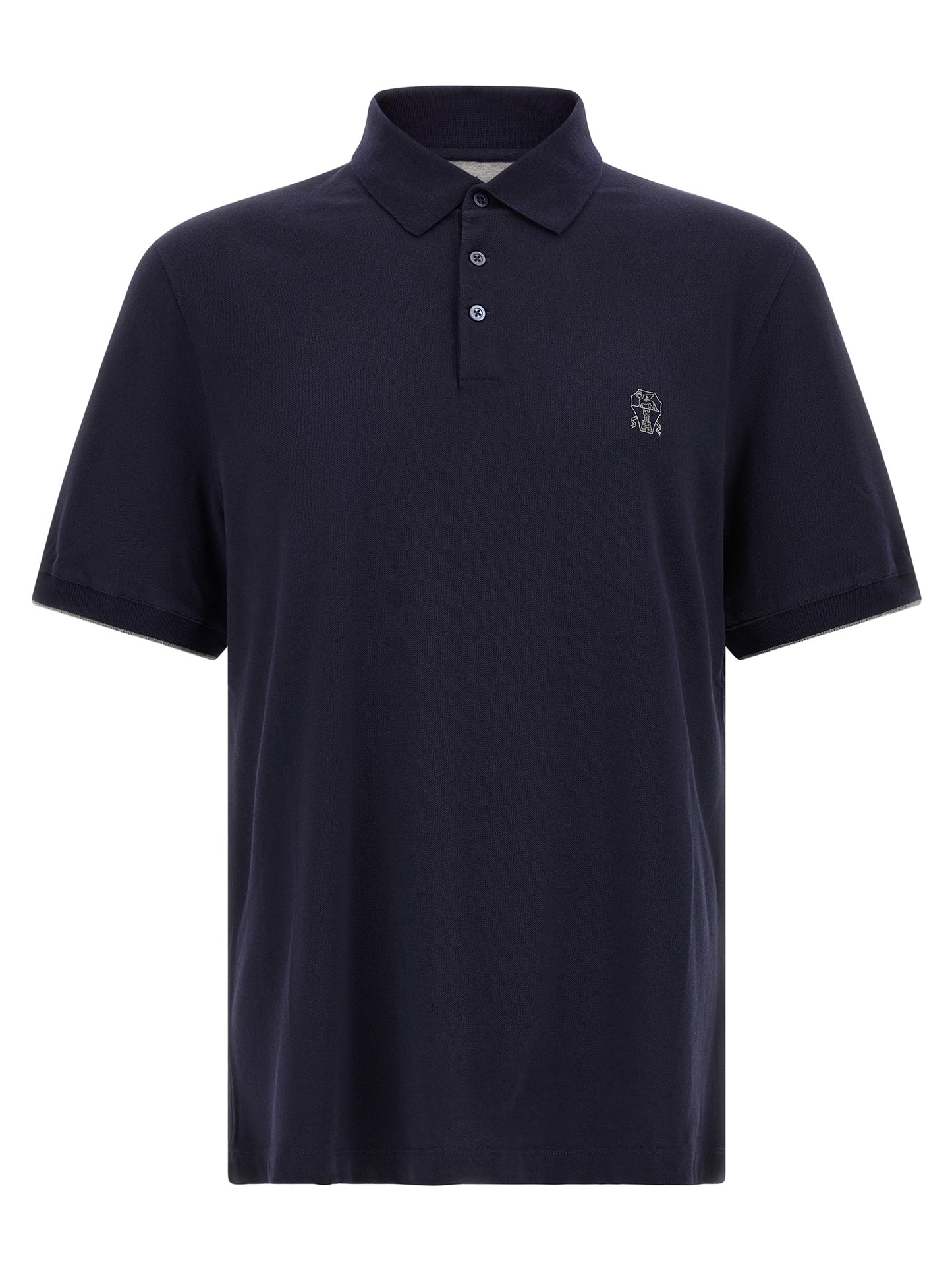 Polo Shirt by Brunello Cucinelli for men in cotton navy features a eye catching silhouette, showcasing a refined and short-sleeve for a eye catching finish.
