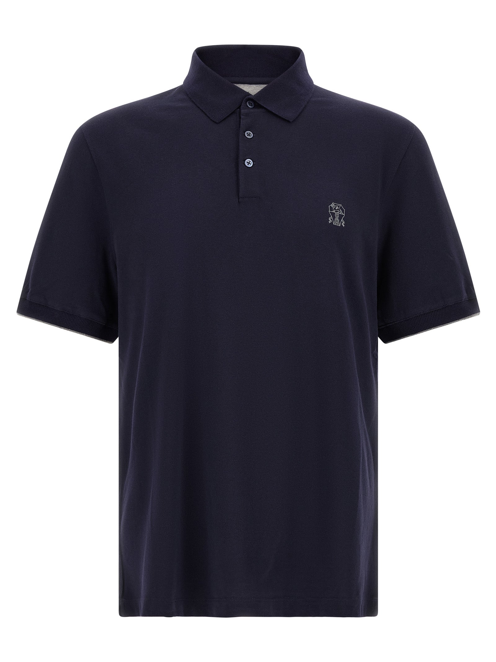 Polo Shirt by Brunello Cucinelli for men in cotton navy features a eye catching silhouette, showcasing a refined and short-sleeve for a eye catching finish.