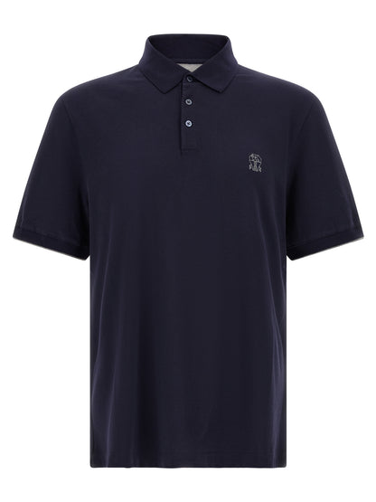 Polo Shirt by Brunello Cucinelli for men in cotton navy features a eye catching silhouette, showcasing a refined and short-sleeve for a eye catching finish.