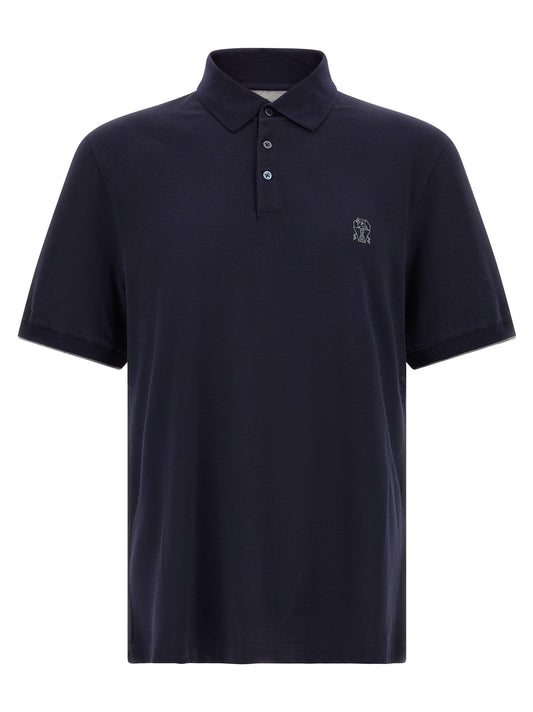 Brunello Cucinelli Blue Cotton Polo Shirt