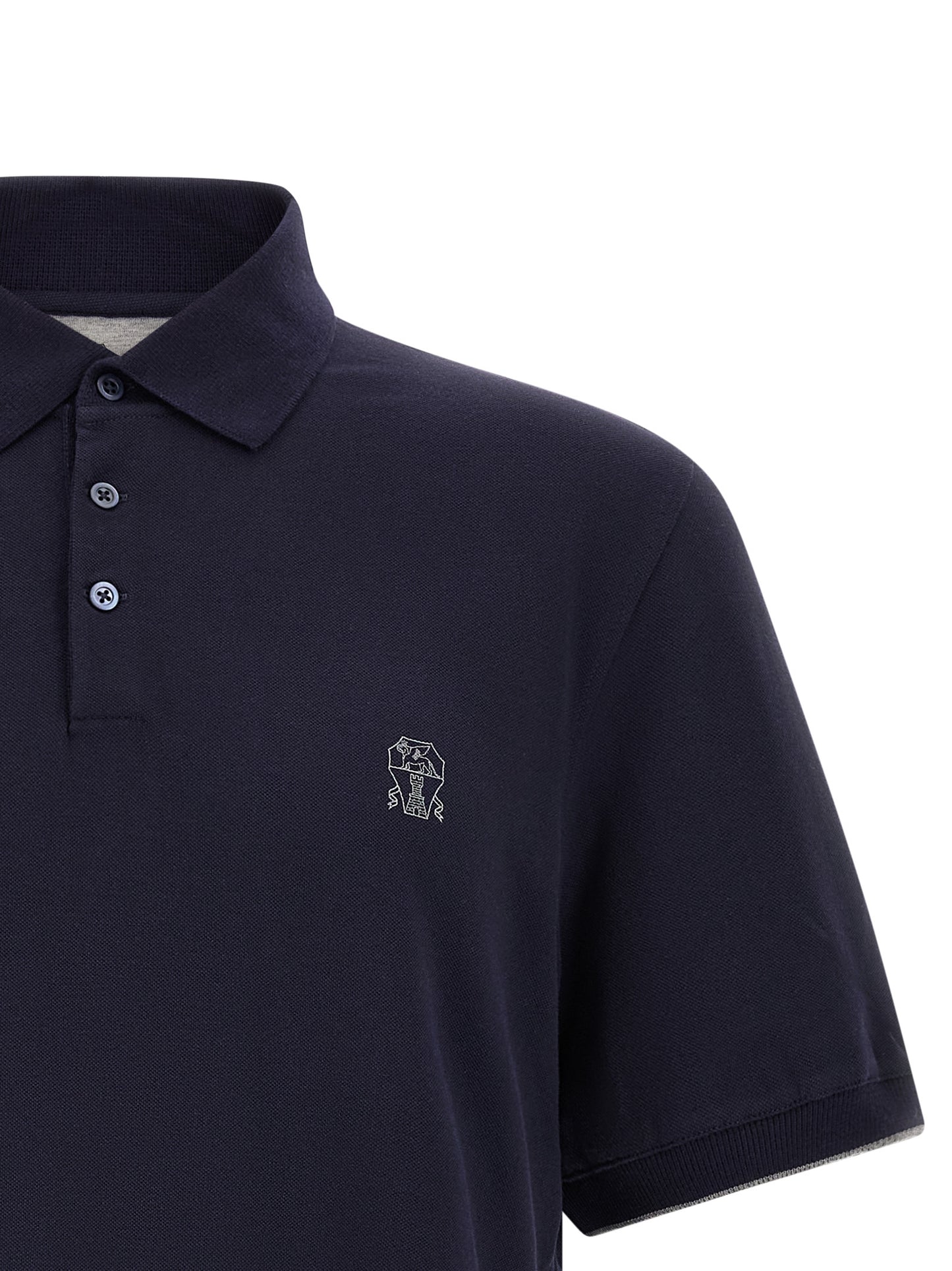 Polo Shirt by Brunello Cucinelli for men in cotton navy presents a sleek silhouette, featuring a refined and for a sleek finish.